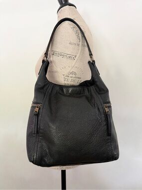 American Leather Co. Black Pebbled Leather Shoulder Hobo Bag